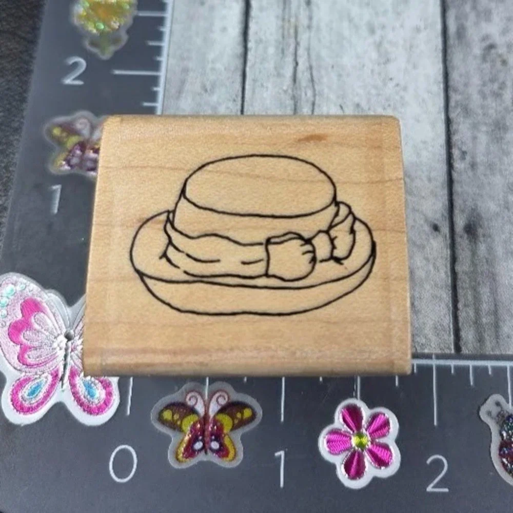 Derby Hat Fashion Bow C1 Rubber Stamp Wood #N70
